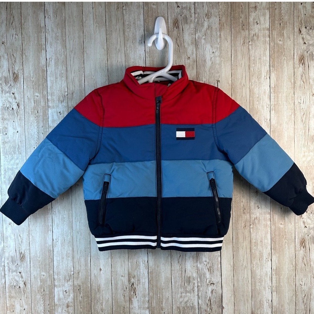 Tommy Hilfiger Adaptive Regatta  Sky Captain Puffer Jacket Boys 2-3 2XS Red Blue